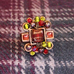 Baixa Made in Italy Art Glass Copper Ring